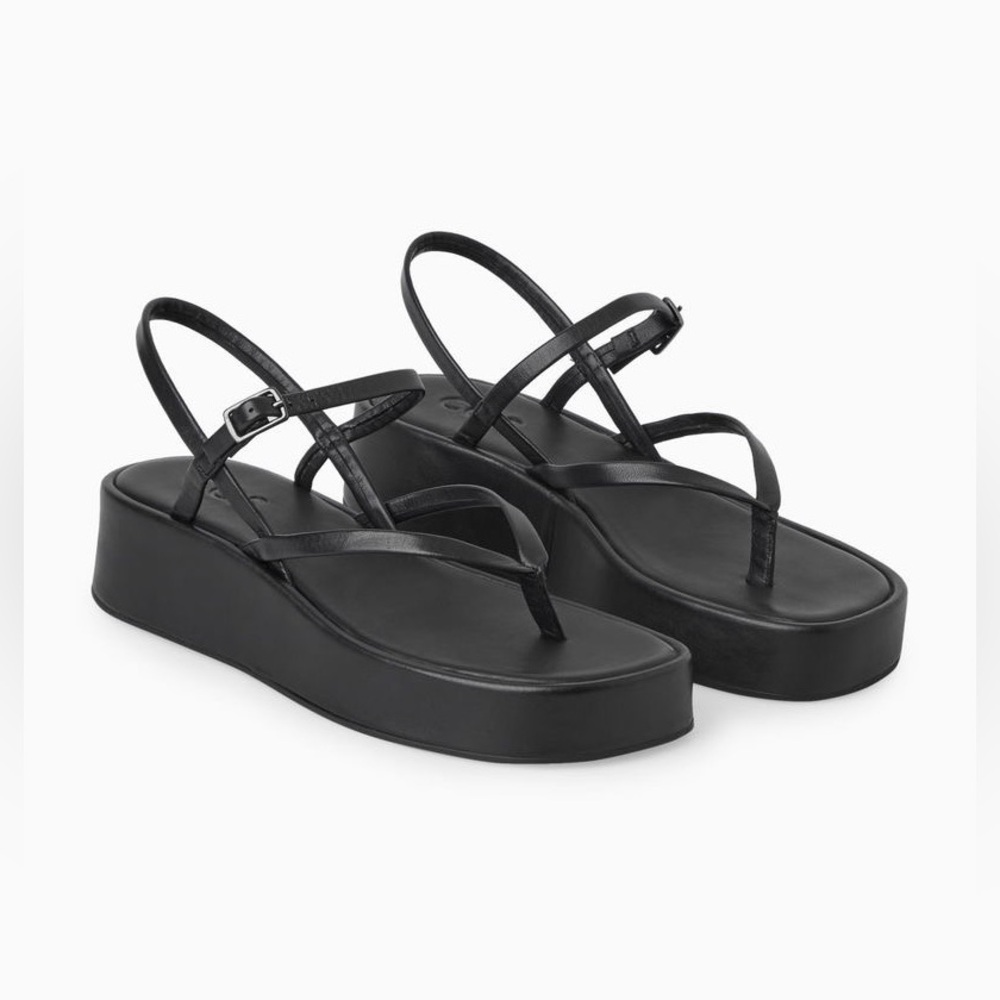 COS Black Strappy Platform Leather Sandals